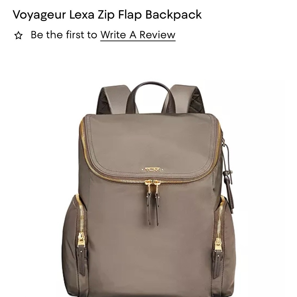 Tumi Taupe Voyageur Lexa Backpack with Gold Hardware